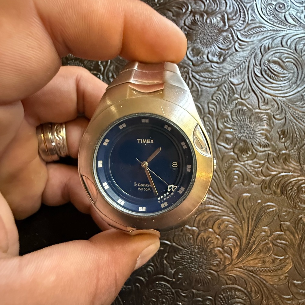 Timex Silver and Blue Smartwatch with Sporty Design
